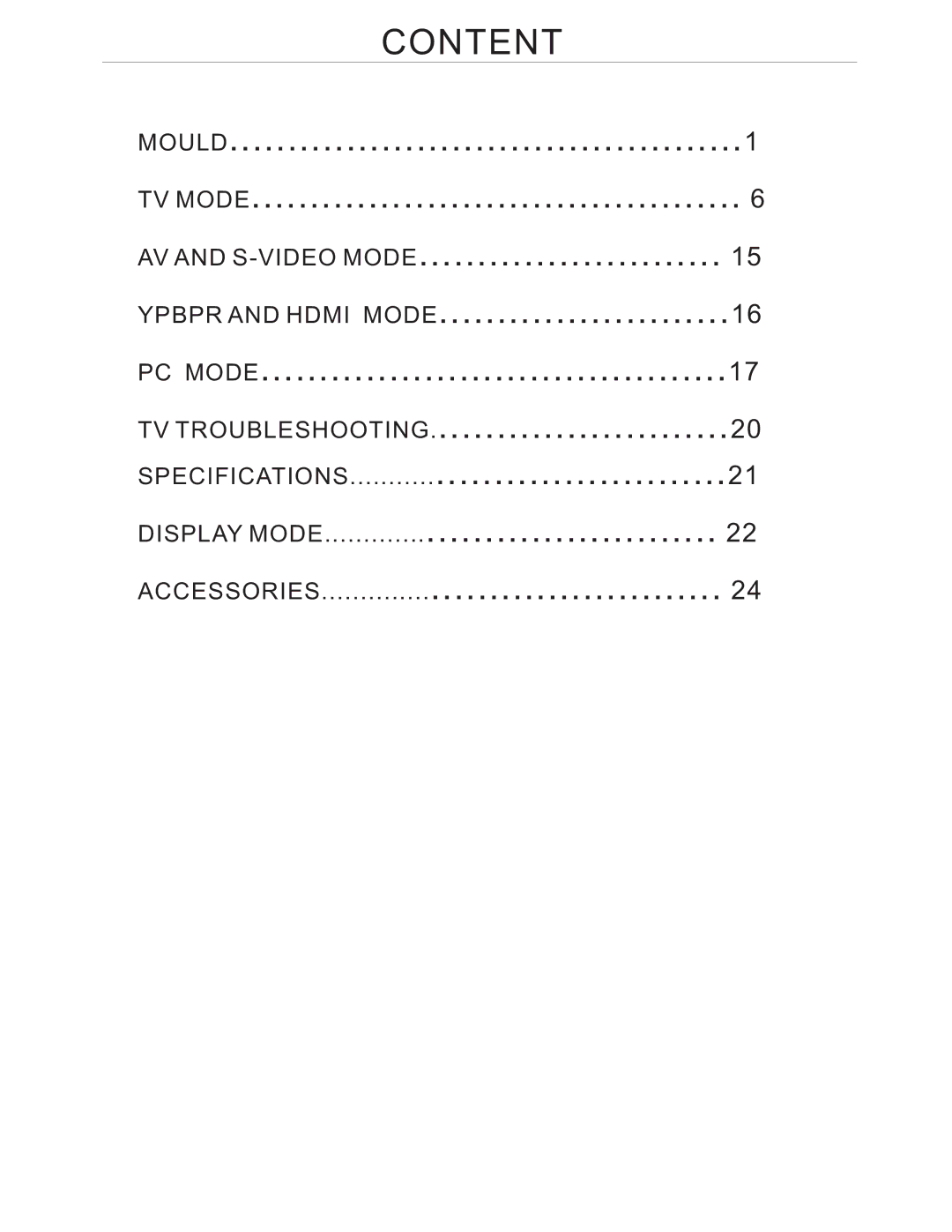 Curtis LCD1924 manual Content 