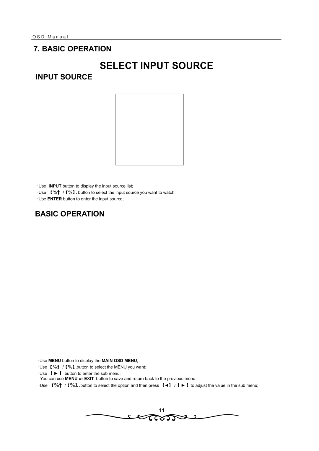 Curtis LCD1933 manual Basic Operation, Input Source 