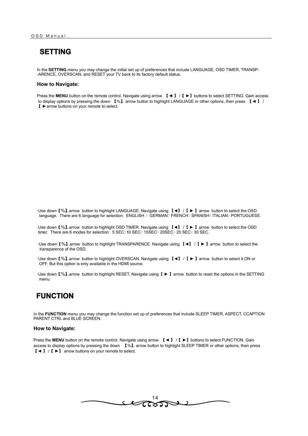 Curtis LCD1933 manual Setting, Function 