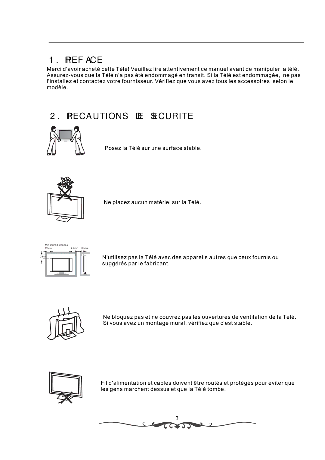 Curtis LCD1933 manual Preface, Precautions DE Securite 