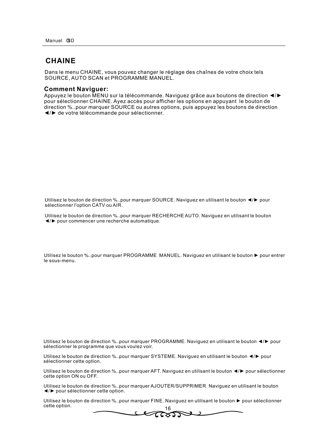 Curtis LCD1933 manual Chaine 