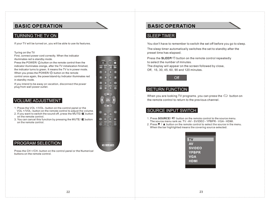 Curtis LCD2277 manual Basic Operation 