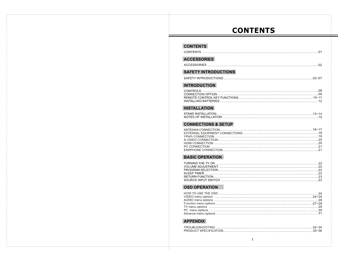 Curtis LCD2277 manual Contents 