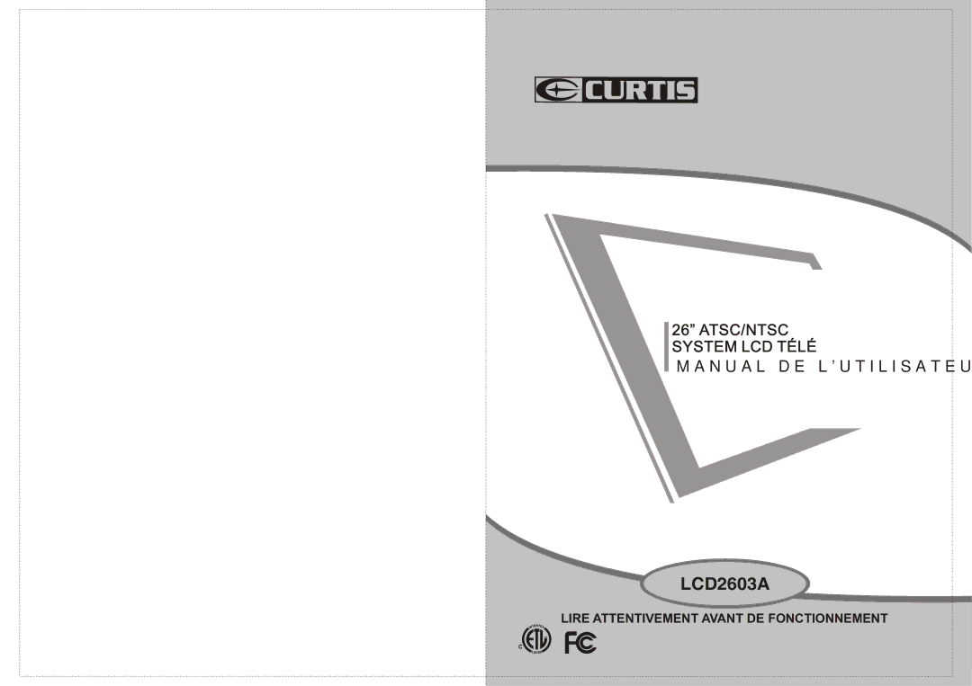 Curtis LCD2603A manual Manual DE Lutilisateur 