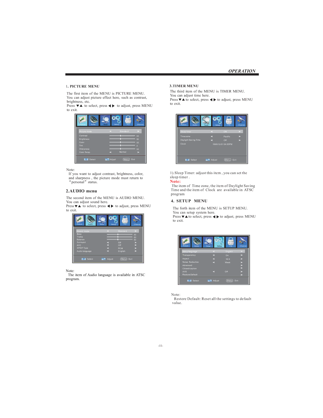 Curtis LCD2622A user manual Operation 