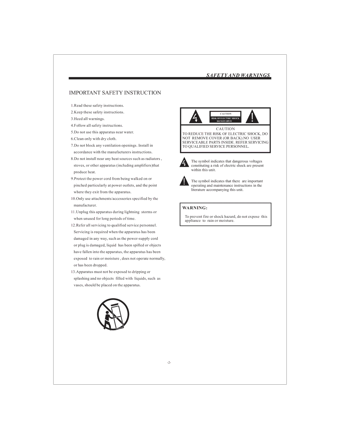 Curtis LCD2622A user manual Important Safety Instruction 