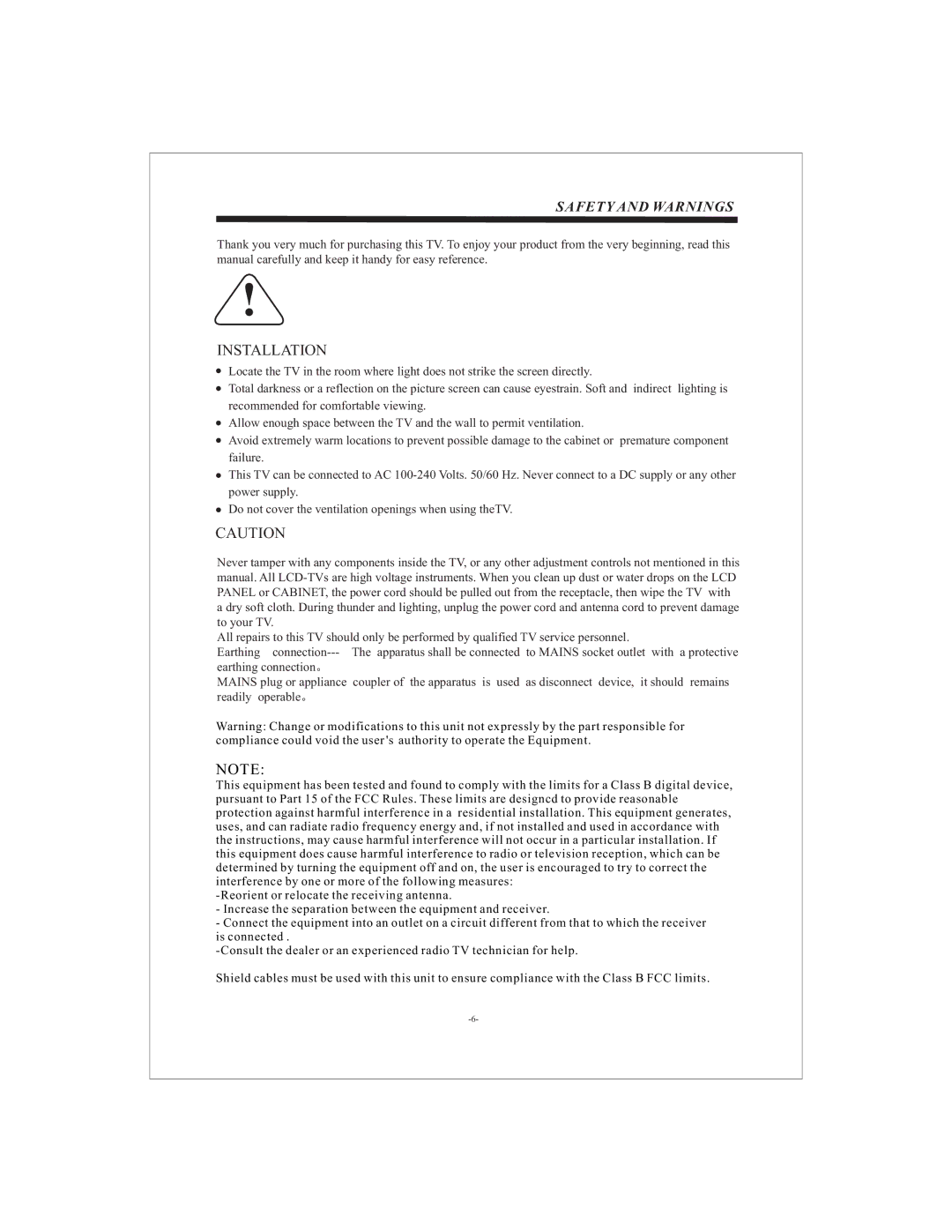 Curtis LCD3213 user manual Installation 