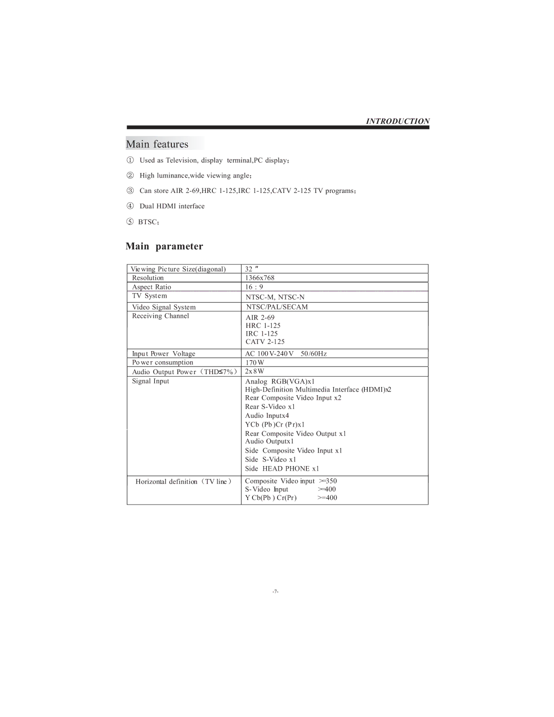 Curtis LCD3213 user manual Main features 