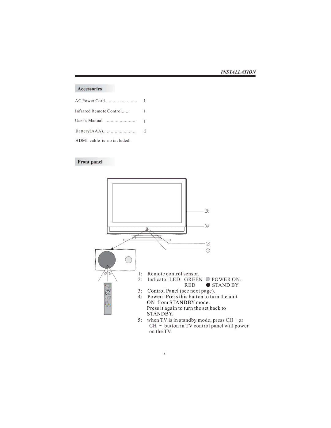 Curtis LCD3213 user manual RED Stand by 