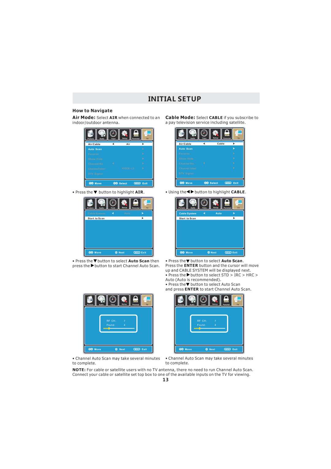 Curtis LCD3718A instruction manual How to Navigate 