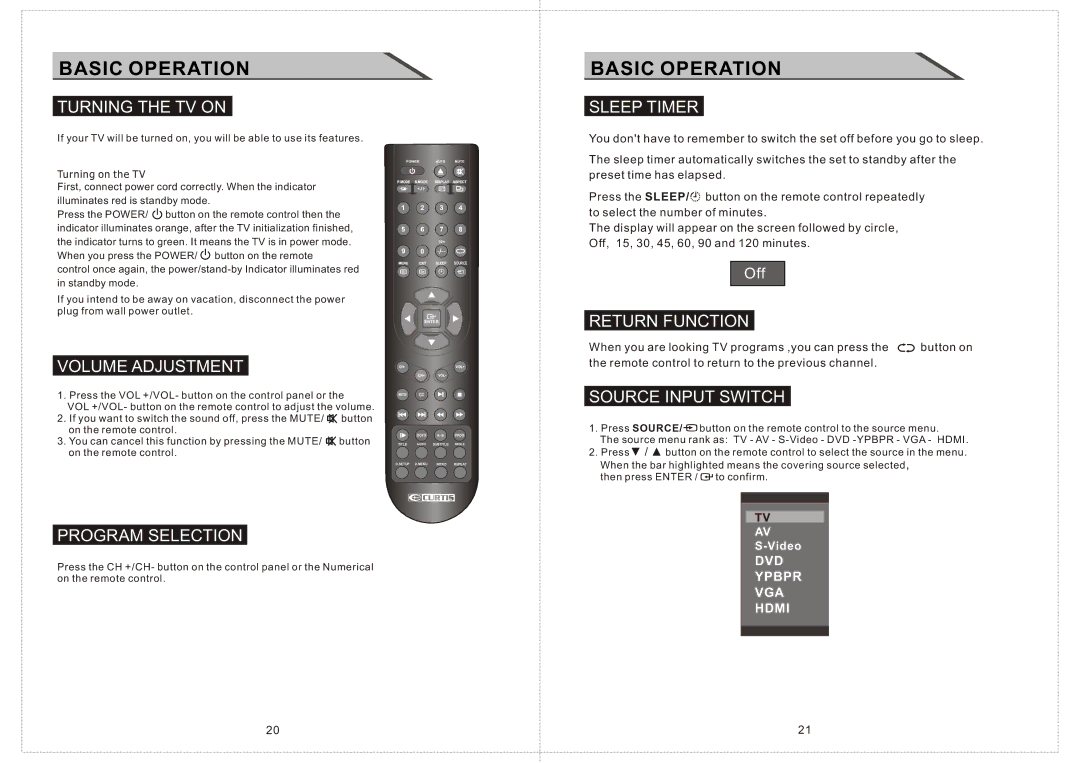 Curtis LCDVD156 manual Basic Operation 