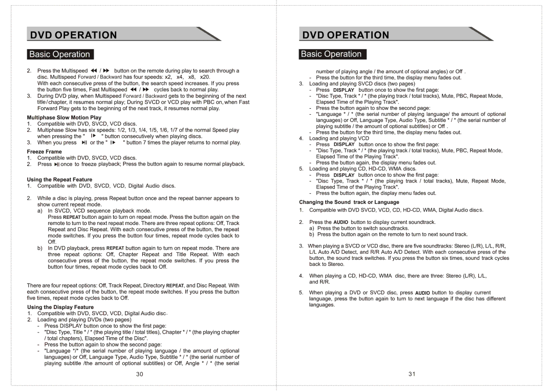 Curtis LCDVD156 manual Forward / Backward 