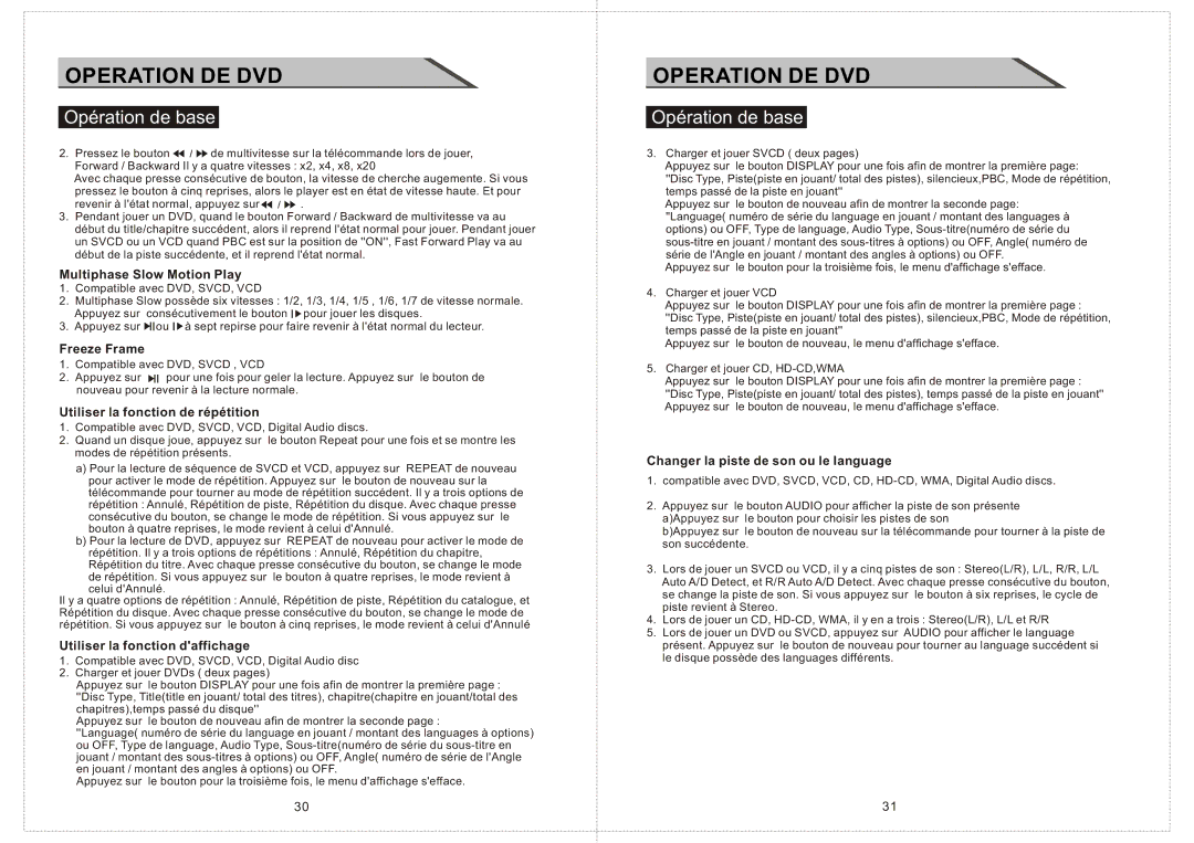 Curtis LCDVD156 manual Multiphase Slow Motion Play, Freeze Frame, Utiliser la fonction de répétition 