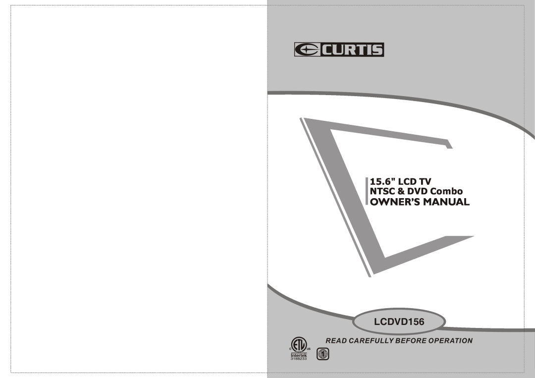 Curtis LCDVD156 manual LCD TV NTSC & DVD Combo, Read Carefully Before Operation 