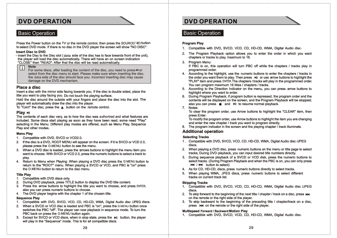 Curtis LCDVD156 manual Dvd Operation, Basic Operation, Forward / Backward 