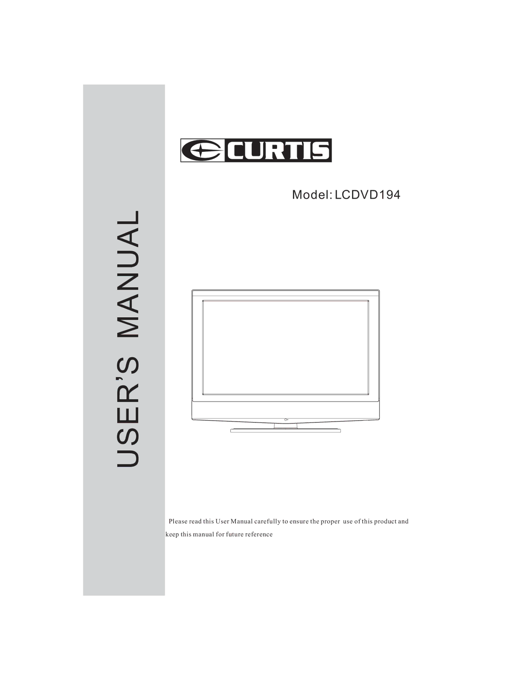 Curtis LCDVD194 user manual User S Manual 