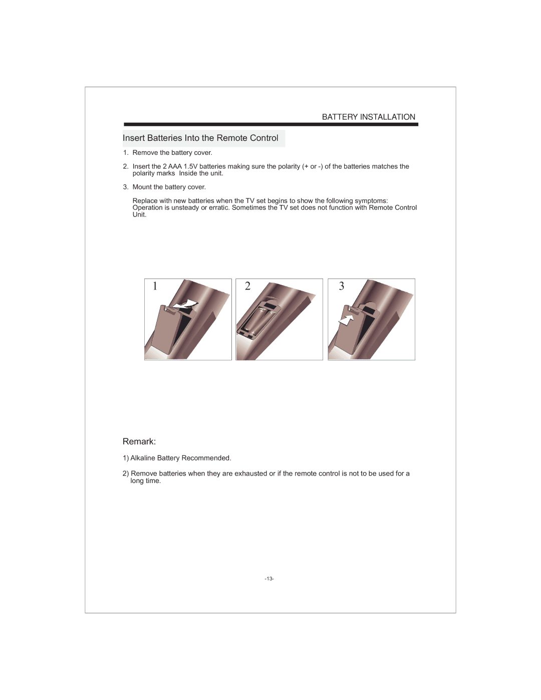 Curtis LCDVD194 user manual Insert Batteries Into the Remote Control 