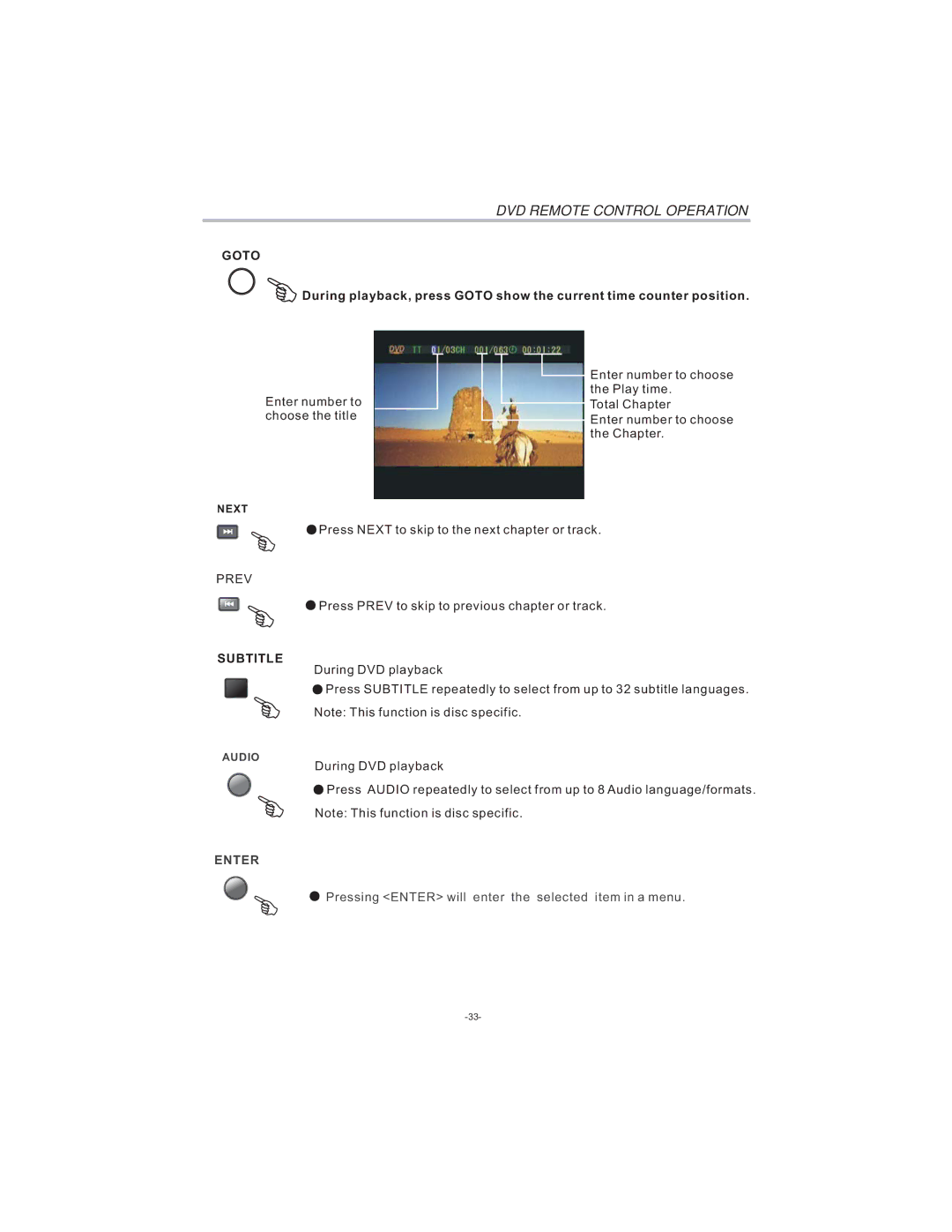 Curtis LCDVD194 user manual Goto, Subtitle 