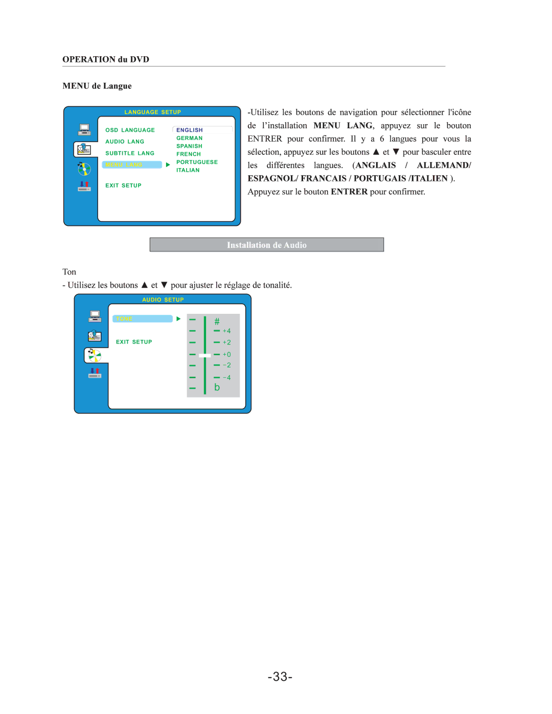 Curtis LCDVD198 manual Language Setup 