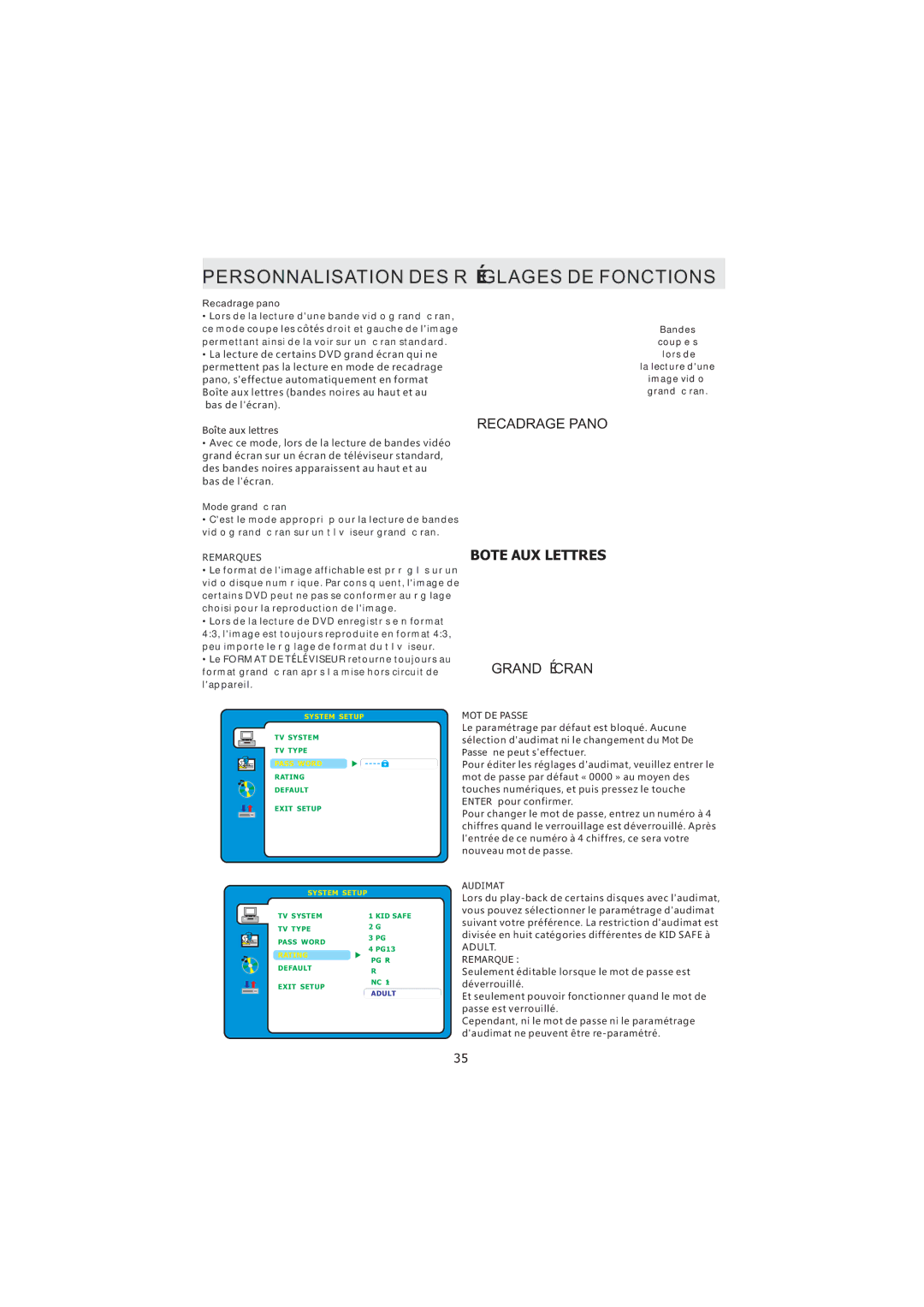 Curtis LCDVD2224A manuel dutilisation MOT DE Passe, Audimat 