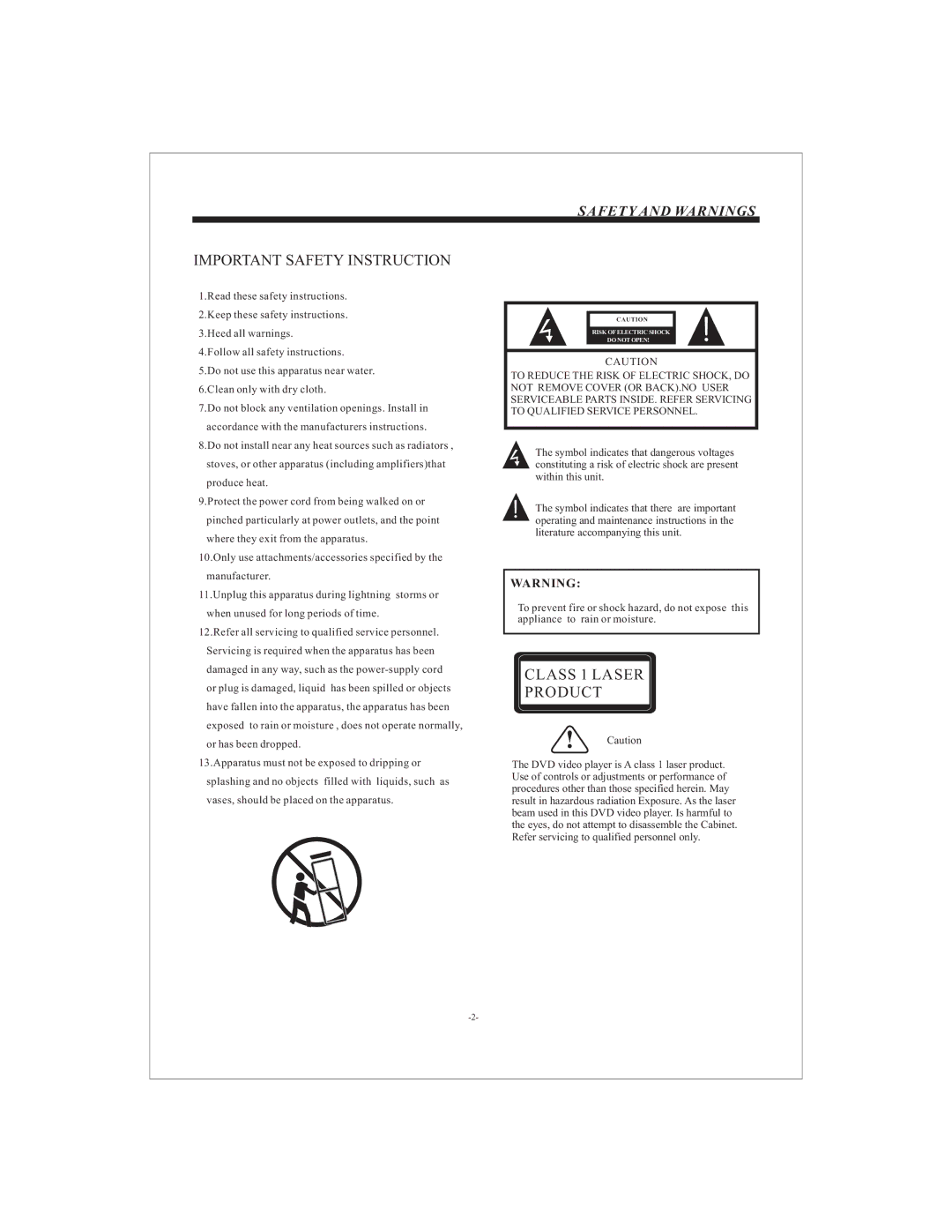 Curtis LCDVD3202A user manual Important Safety Instruction 