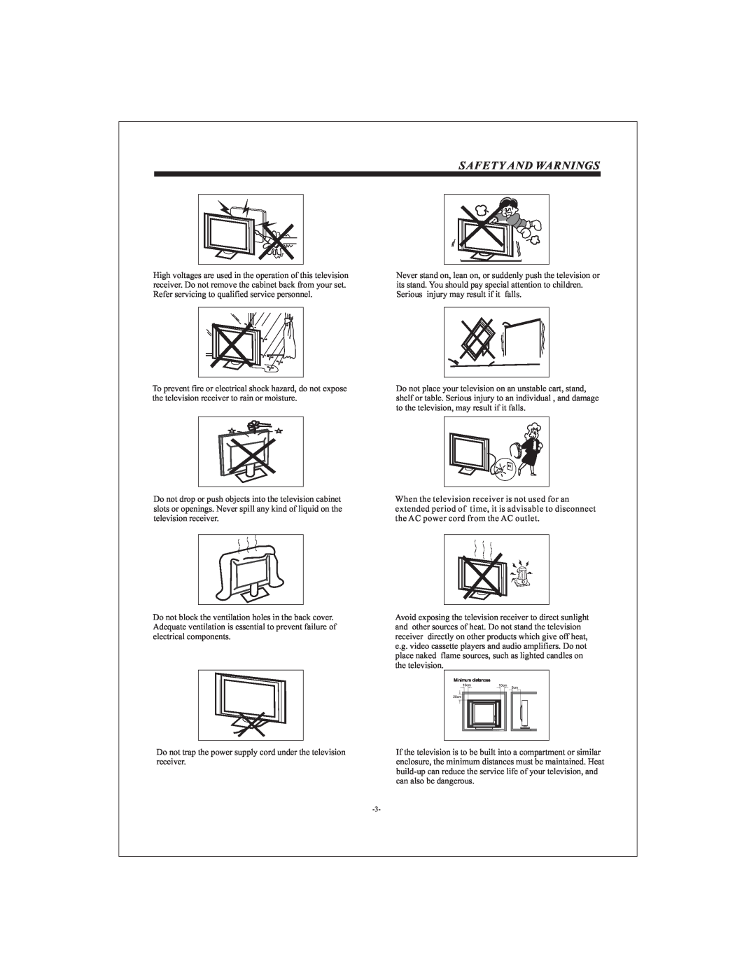 Curtis LCDVD3202A user manual Safety And Warnings, Do not trap the power supply cord under the television receiver 