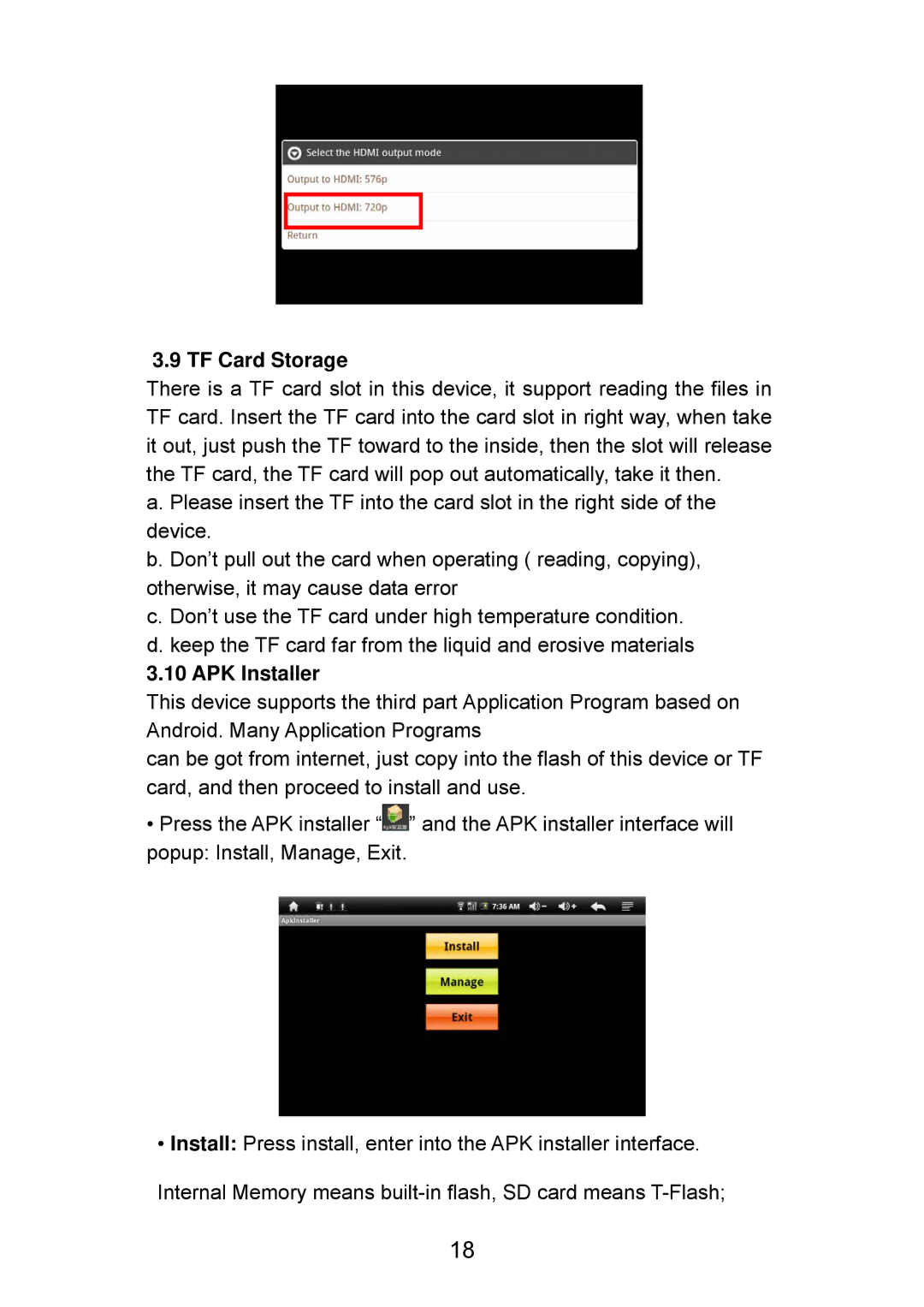 Curtis LT7028 manual TF Card Storage, APK Installer 