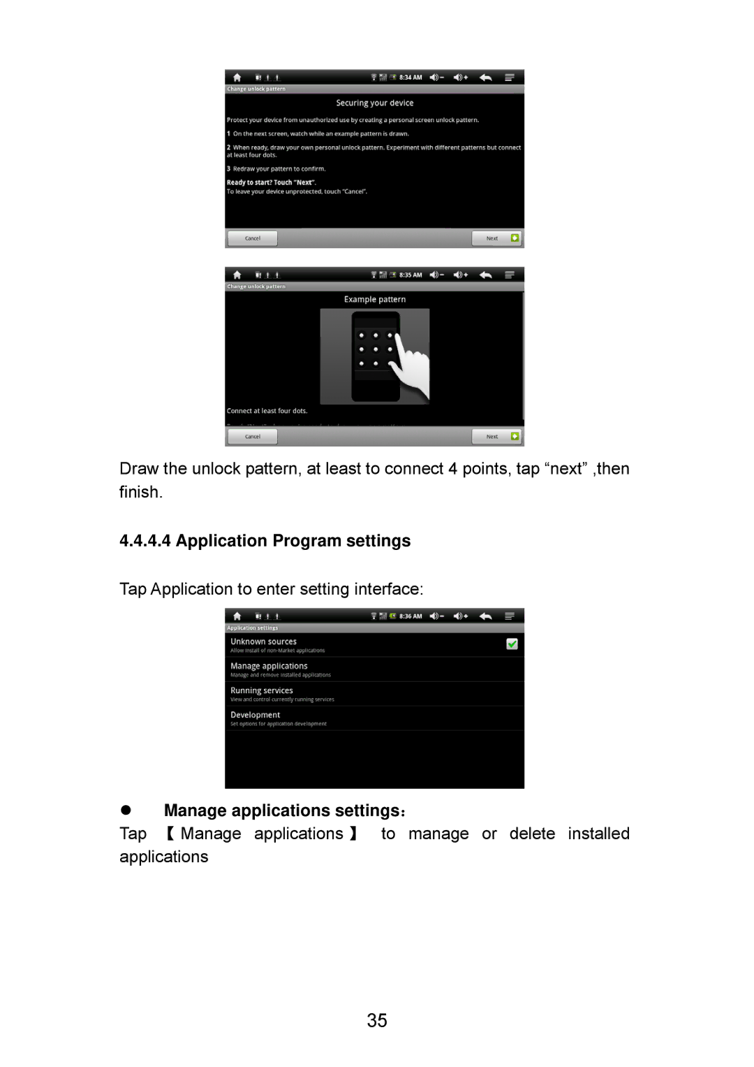 Curtis LT7028 manual Application Program settings, Manage applications settings： 