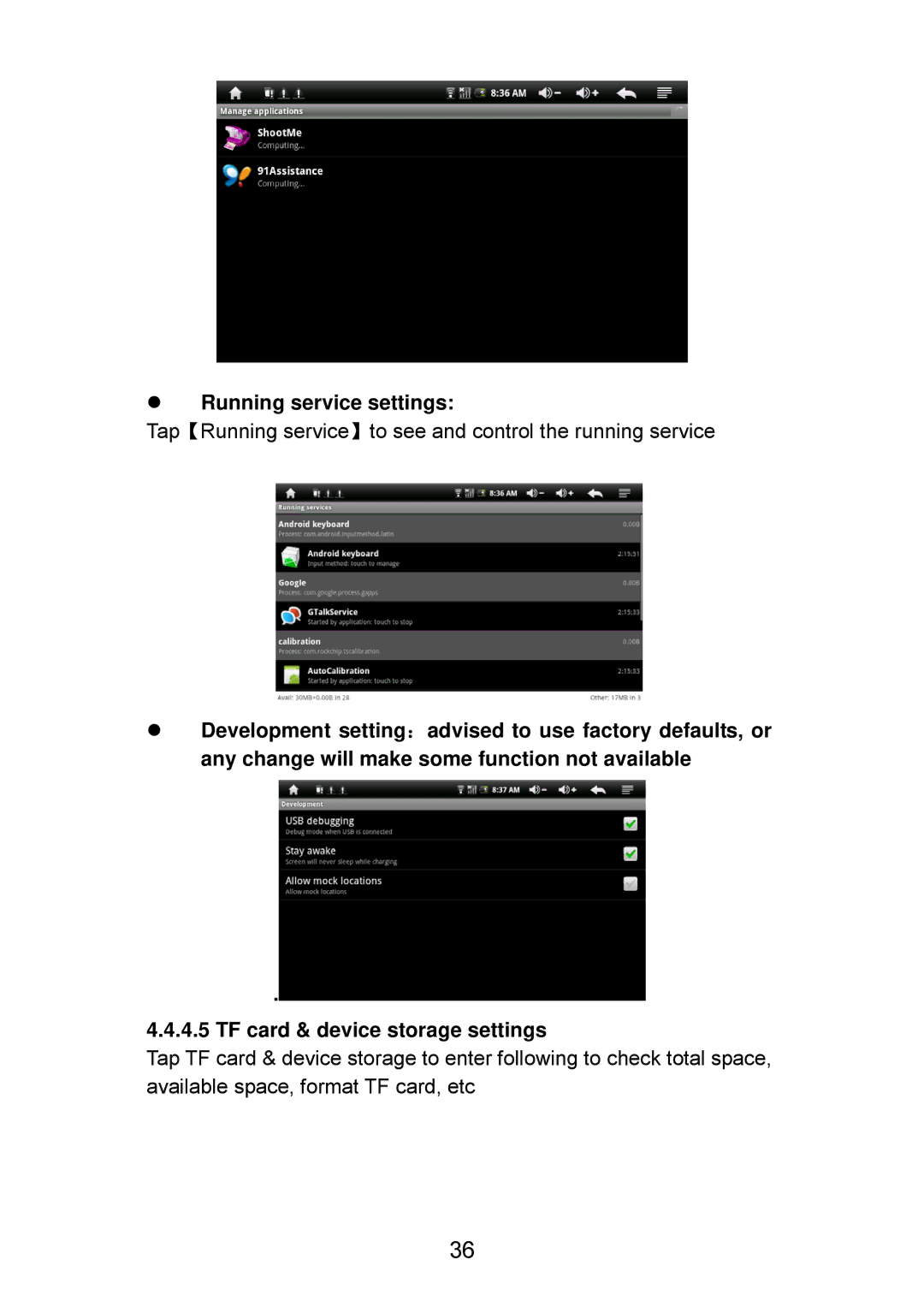 Curtis LT7028 manual Running service settings 