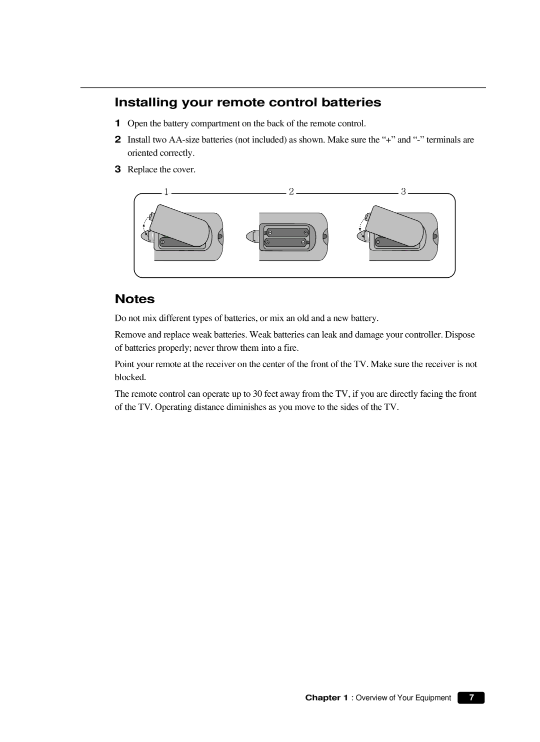 Curtis Mathes CM 13102 owner manual Installing your remote control batteries 