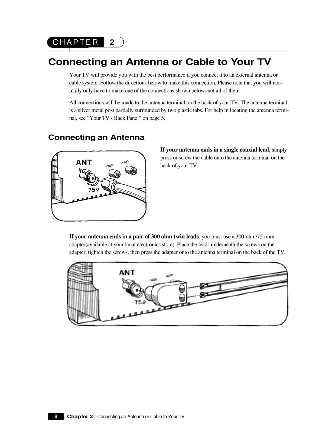 Curtis Mathes CM 13102 owner manual Connecting an Antenna or Cable to Your TV 