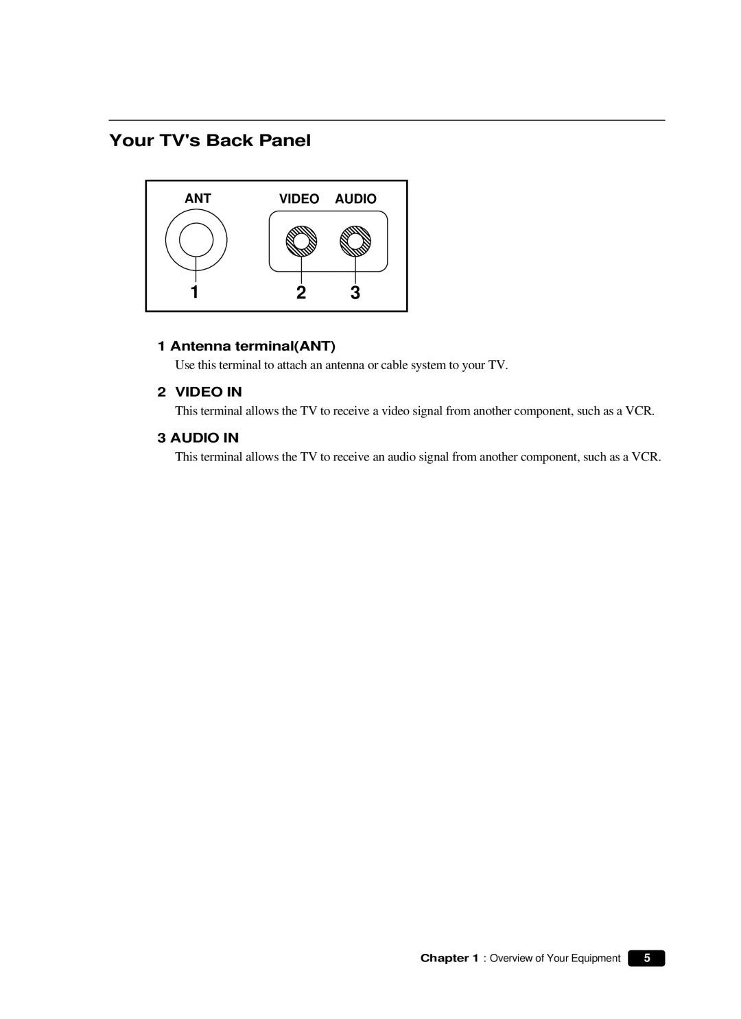 Curtis Mathes CM 13102 owner manual Your TVs Back Panel, Antenna terminalANT 