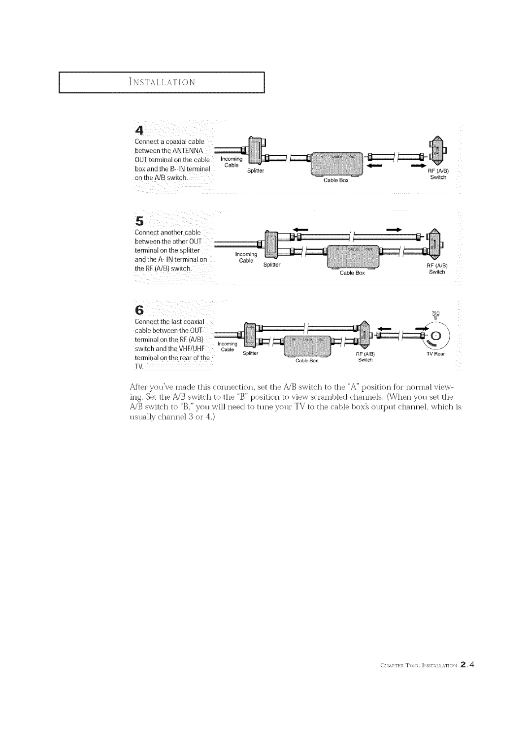 Curtis Mathes CM 19033S owner manual Switch and the VHF/UHE Cable Terminal on the rear 