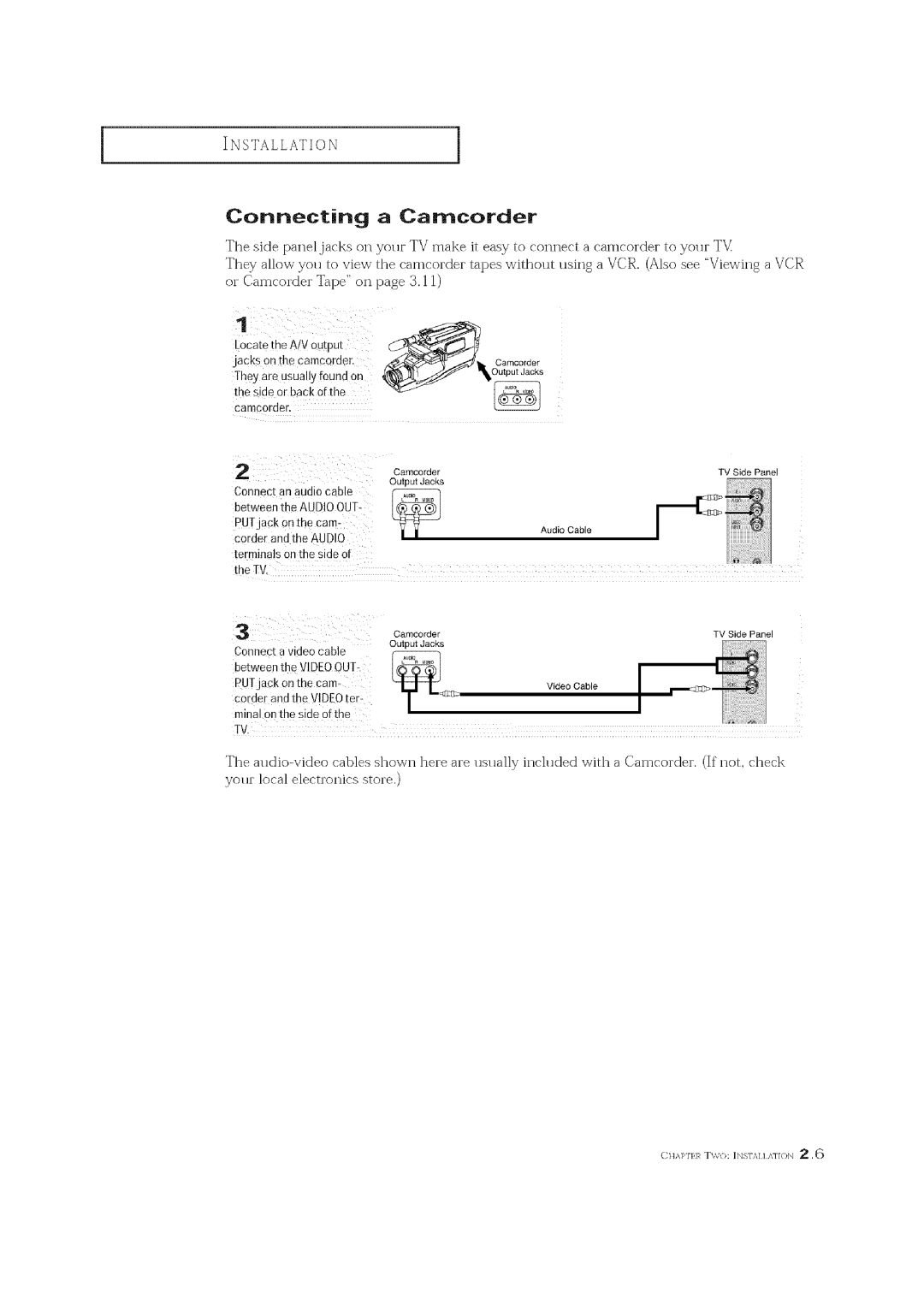 Curtis Mathes CM 19033S owner manual Connecting Carncorder, Connect An audio cable 