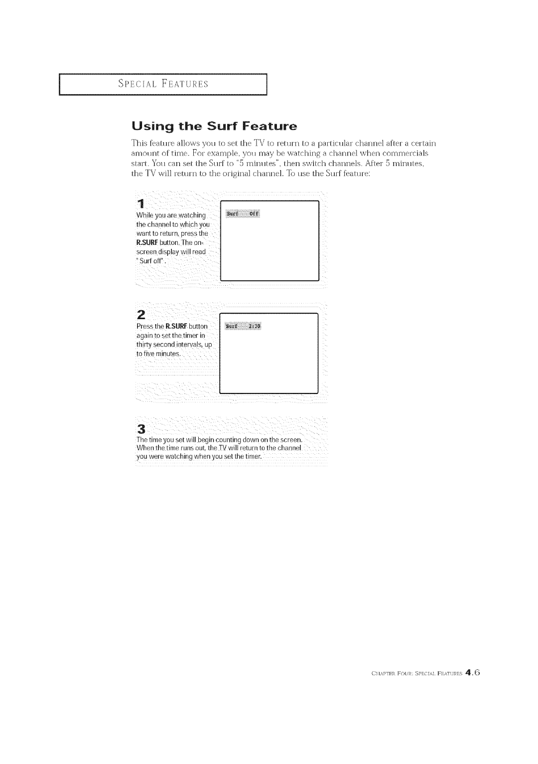 Curtis Mathes CM 19033S owner manual Using the Surf Feature, Press the R,SURFbutton 