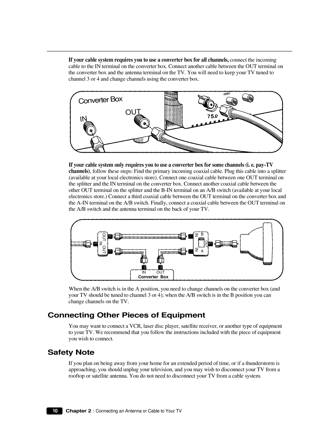 Curtis Mathes CM19102 owner manual Connecting Other Pieces of Equipment, Safety Note 