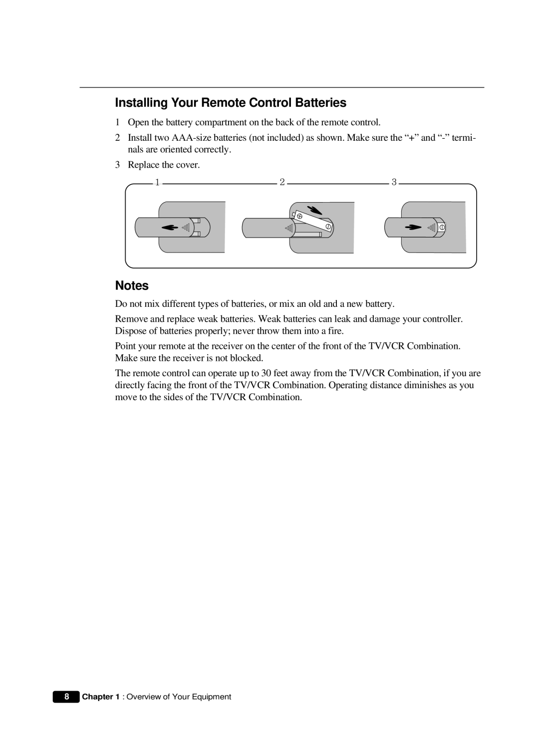 Curtis Mathes CMC 19101 owner manual Installing Your Remote Control Batteries 