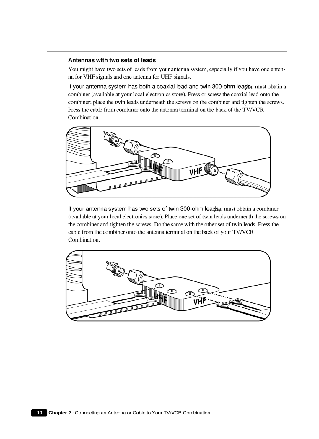 Curtis Mathes CMC 19101 owner manual Antennas with two sets of leads 