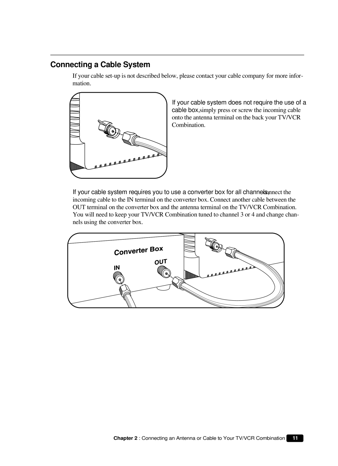 Curtis Mathes CMC 19101 owner manual Connecting a Cable System 