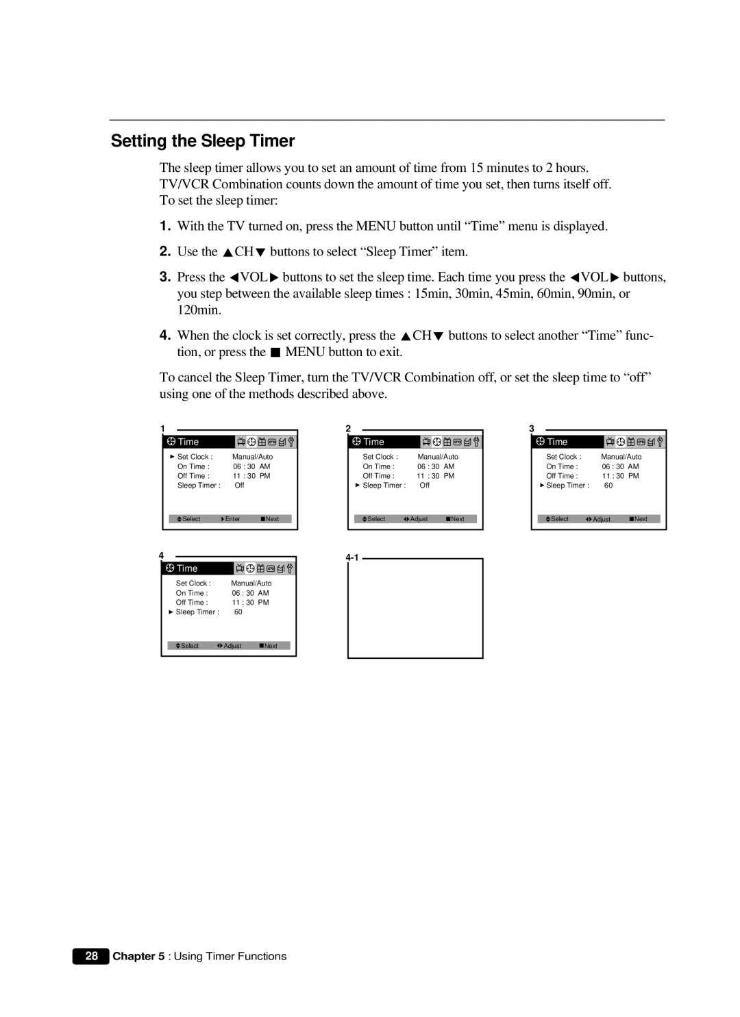 Curtis Mathes CMC 19101 owner manual Setting the Sleep Timer 