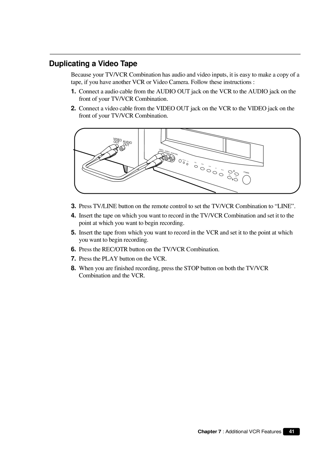 Curtis Mathes CMC 19101 owner manual Duplicating a Video Tape 