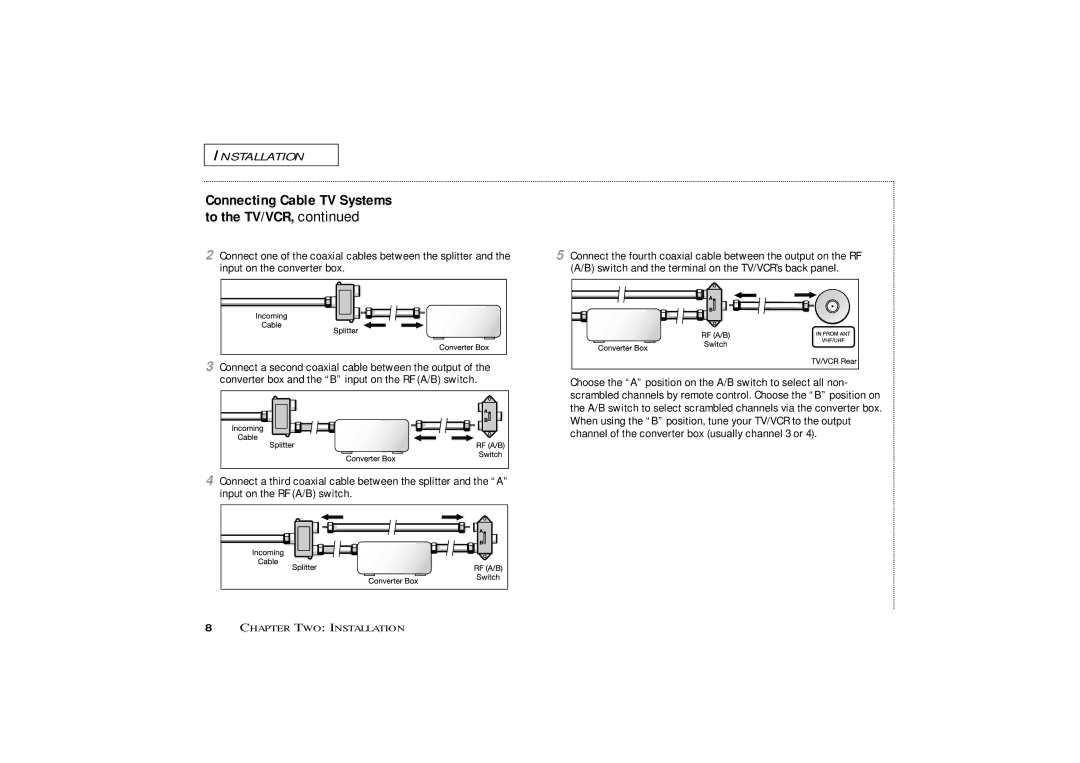 Curtis Mathes CMC13003 owner manual Installation 