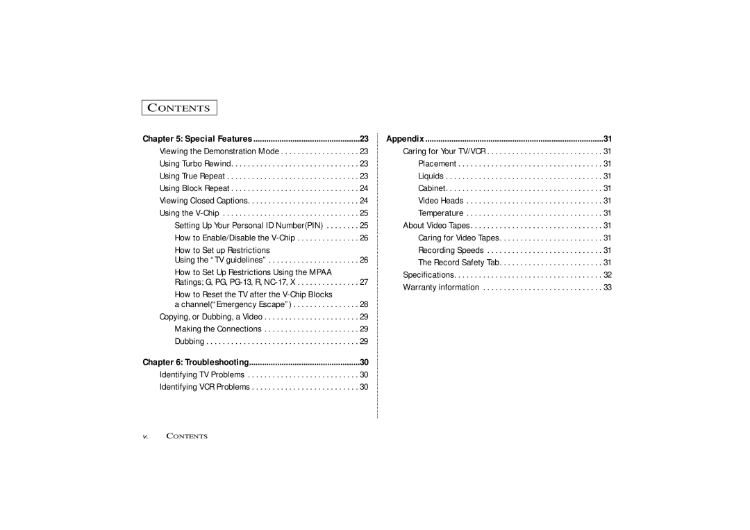 Curtis Mathes CMC13003 owner manual Contents 