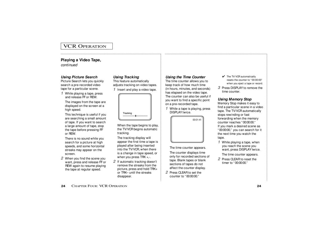 Curtis Mathes CMC13410, CMC19410 owner manual VCR Operation, Playing a Video Tape 