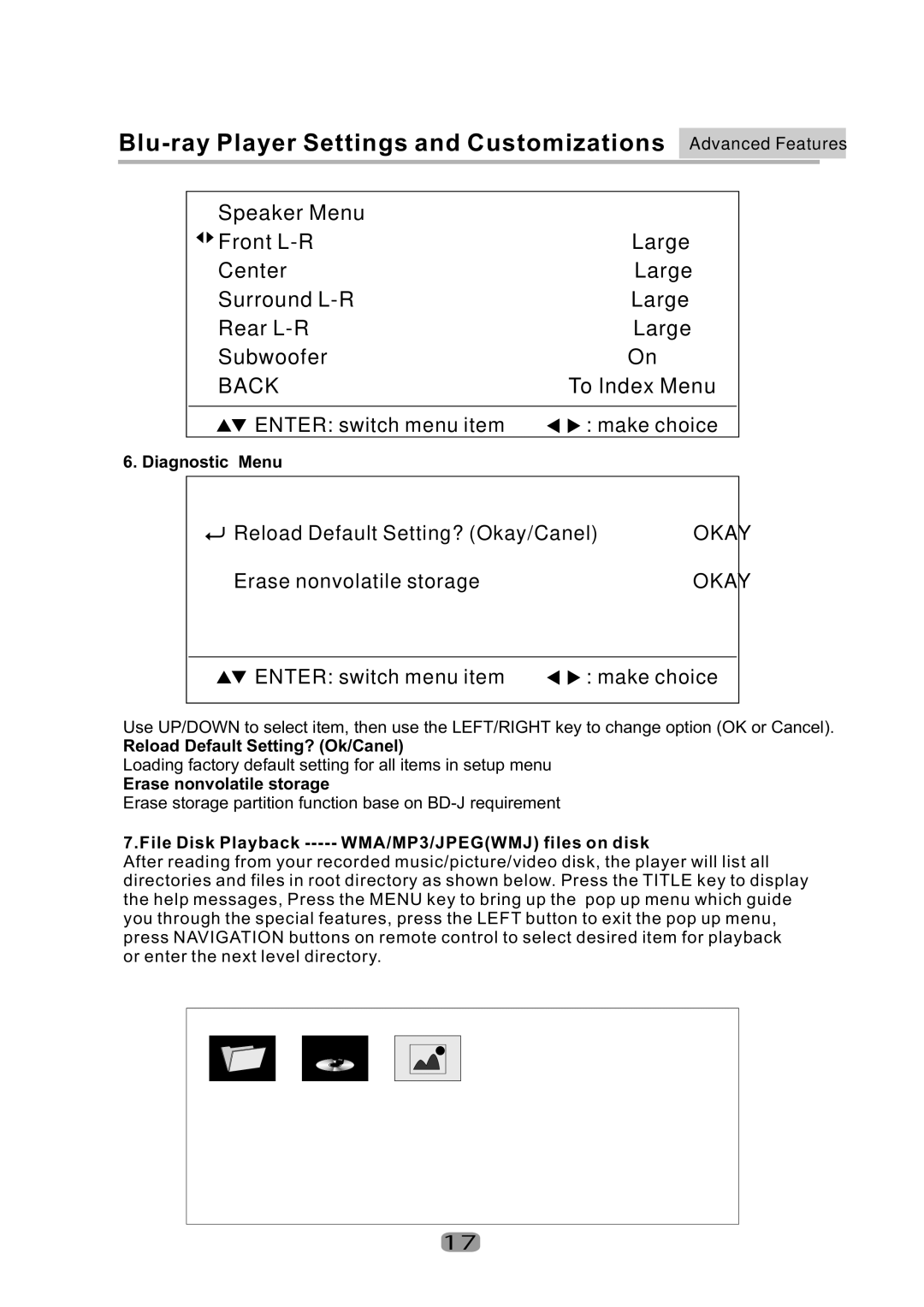 Curtis Mathes CMMBX130 manual Diagnostic Menu, ReloadDefaultSetting?Ok/Canel, Erasenonvolatilestorage 