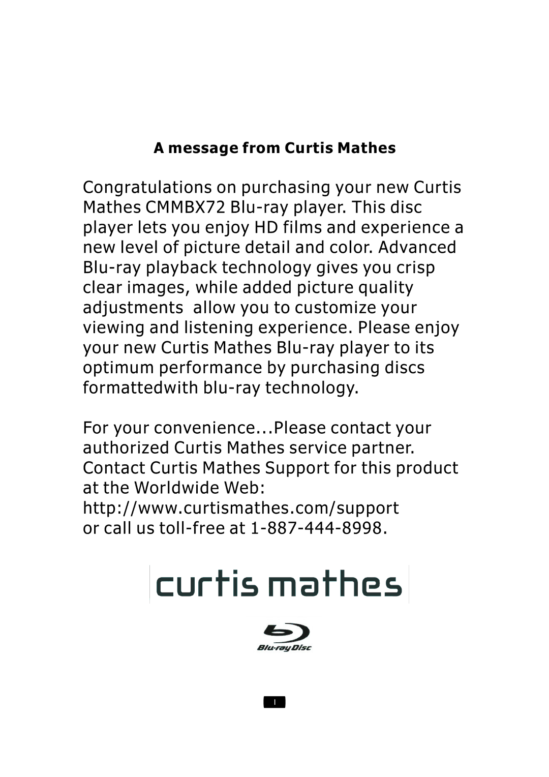 Curtis Mathes CMMBX72 manual AmessagefromCurtisMathes 