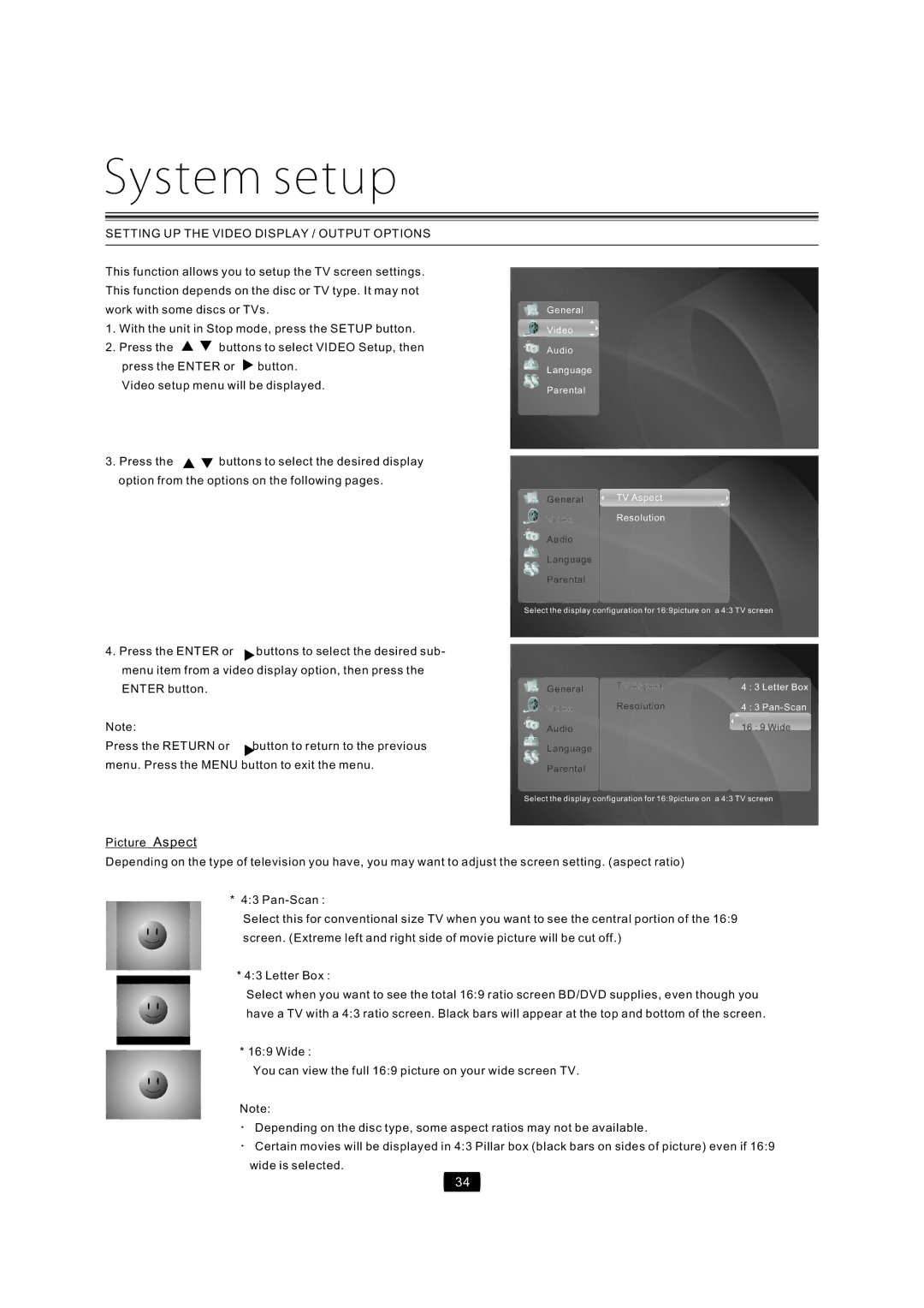 Curtis Mathes CMMBX72 manual Withtheunitin Stopmode,presstheSETUPbutton, Picture Aspect 