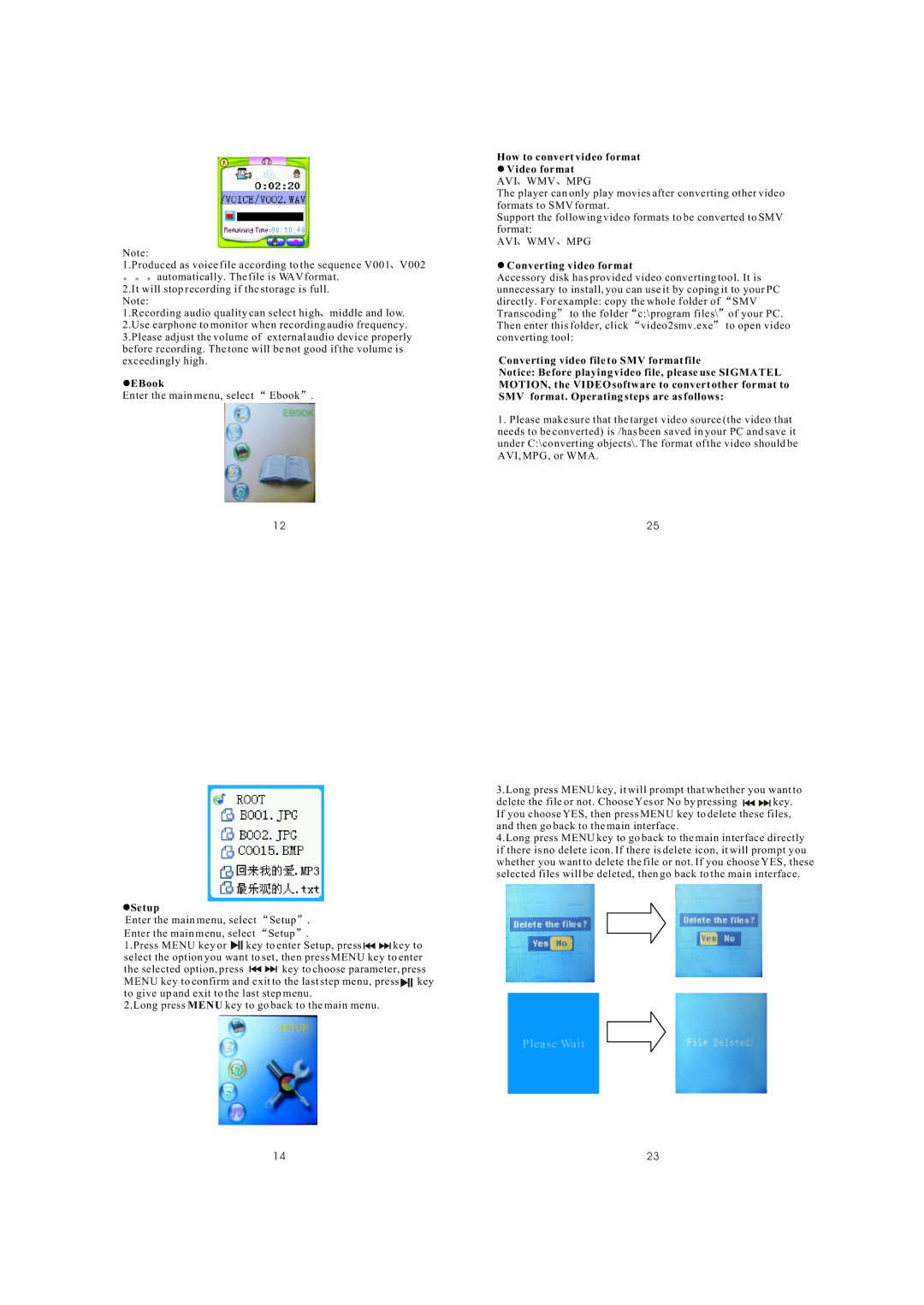 Curtis MPK1040 user manual EBook, Setup, How to convert video format Video format, Converting video format 