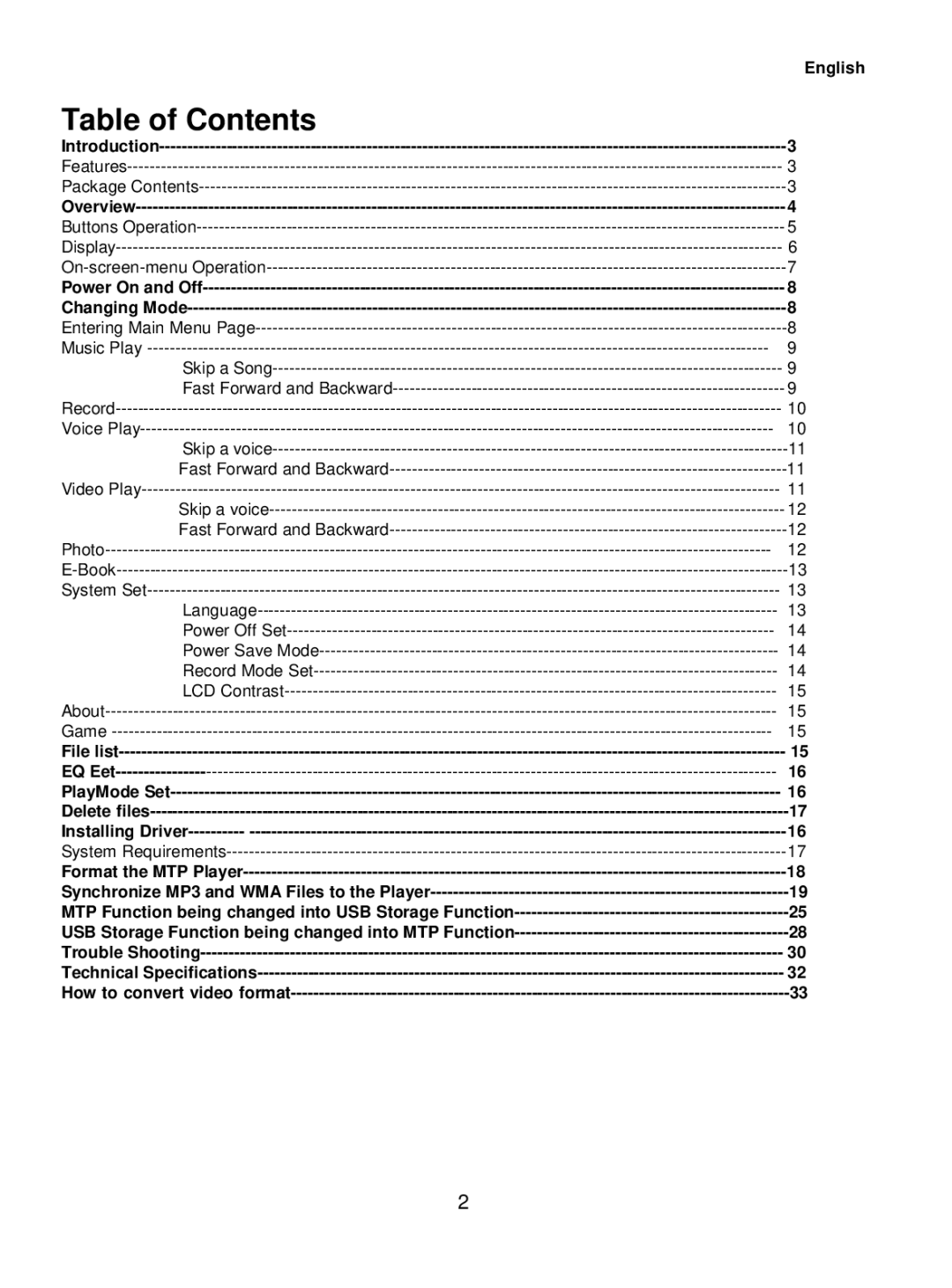 Curtis MPK1041 user manual Table of Contents 