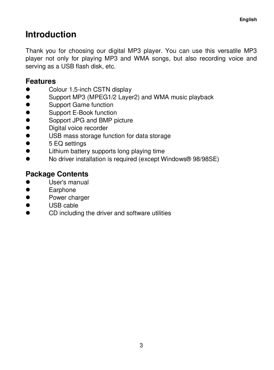 Curtis MPK1041 user manual Introduction, Features, Package Contents 